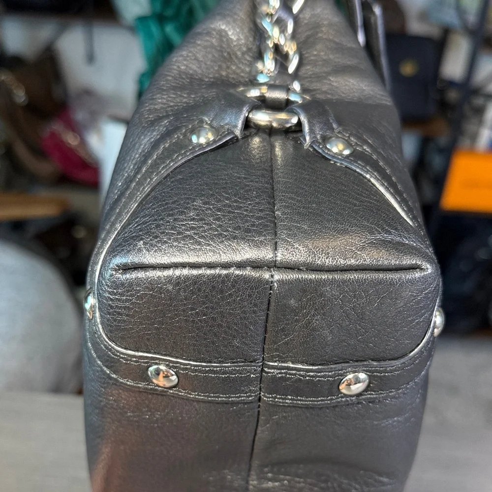 Coach Dark Gray/Black Leather Hobo Shoulder Bag - Picture 11 of 15